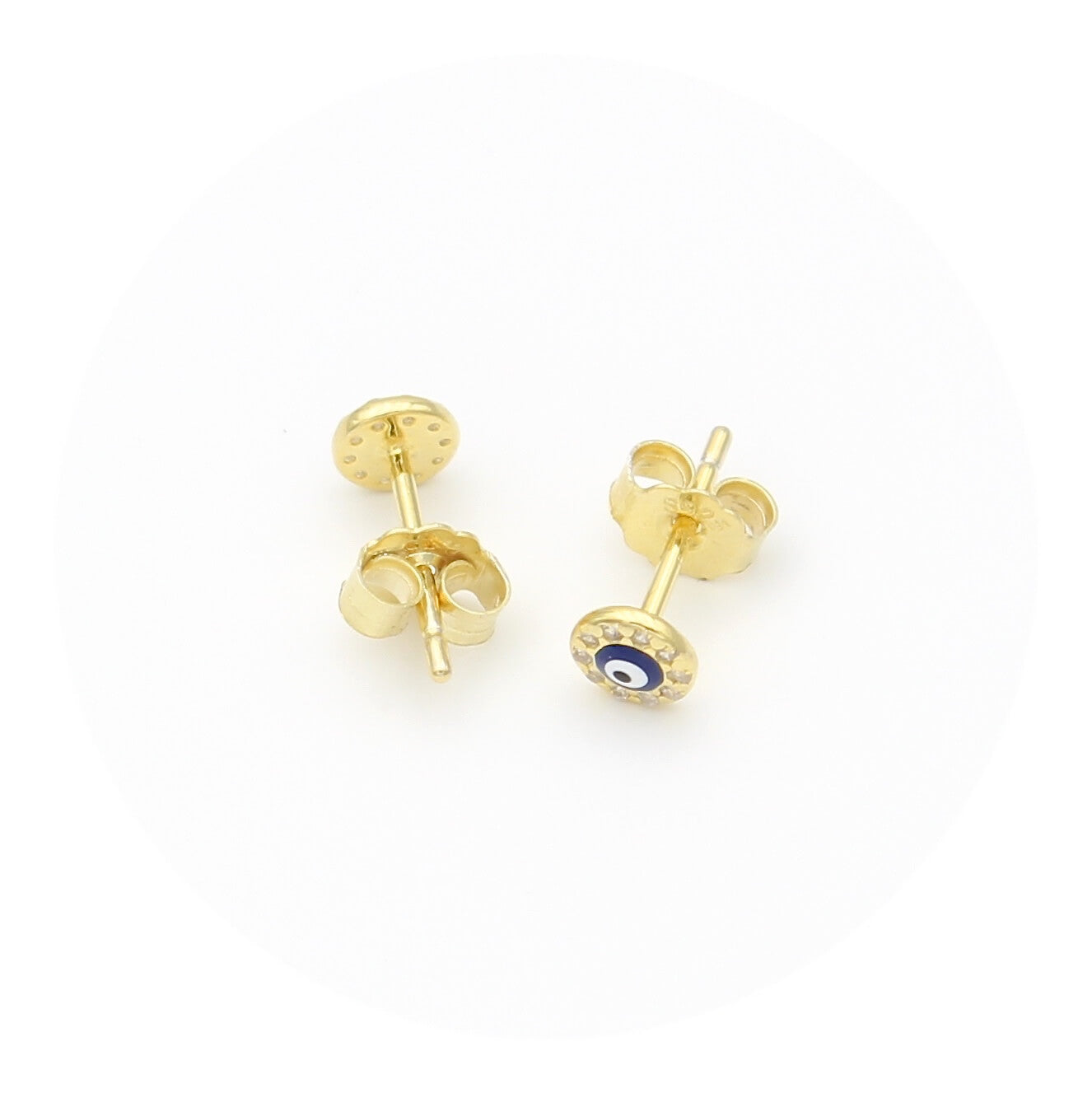 Ασημένια επίχρυσα σκουλαρίκια μάτι από σμάλτο