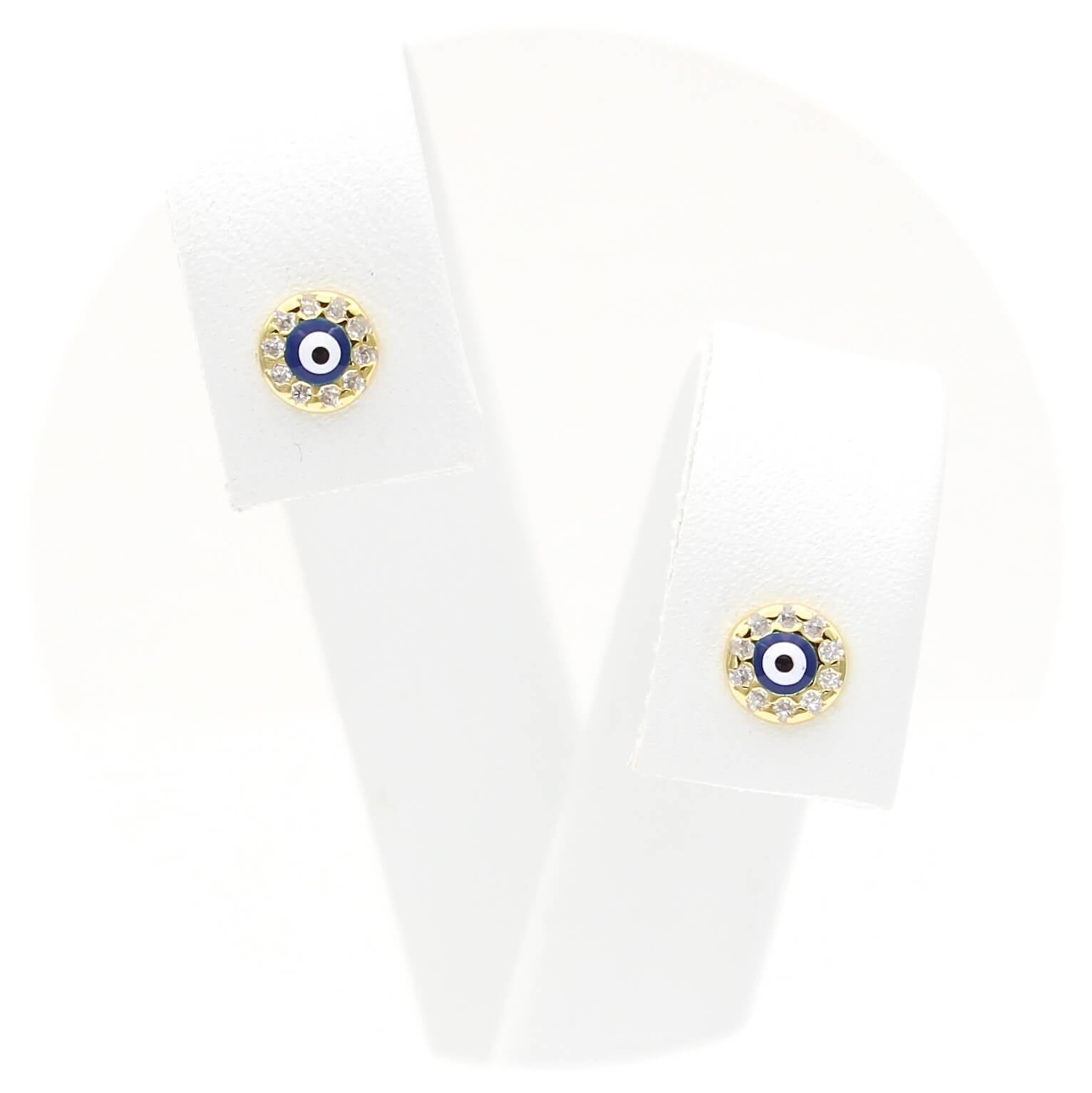 Ασημένια επίχρυσα σκουλαρίκια μάτι από σμάλτο