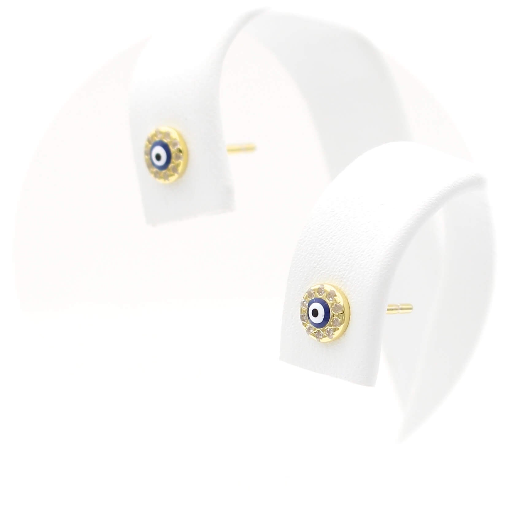 Ασημένια επίχρυσα σκουλαρίκια μάτι από σμάλτο