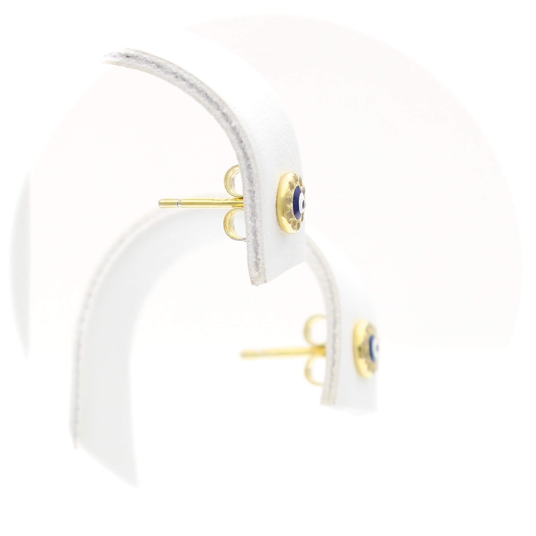 Ασημένια επίχρυσα σκουλαρίκια μάτι από σμάλτο