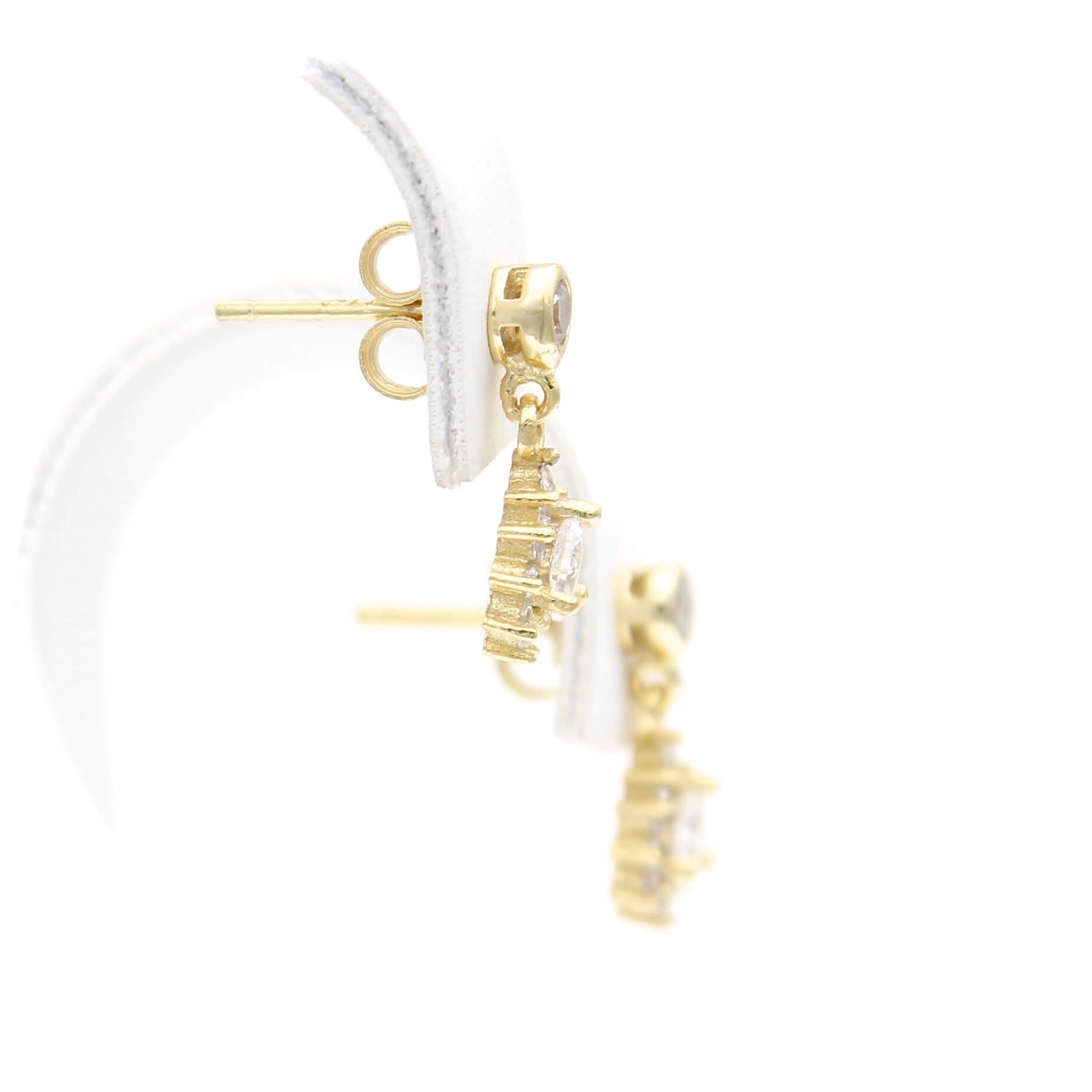 Ασημένια επιχρυσωμένα σκουλαρίκια με κρεμαστές ροζέτες