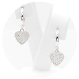Ασημένια επιπλατινωμένα κρεμαστά σκουλαρίκια με καρδιές