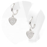 Ασημένια επιπλατινωμένα κρεμαστά σκουλαρίκια με καρδιές