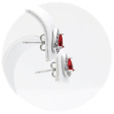 Ασημένια σκουλαρίκια ροζέτες σε σχήμα σταγόνας με κόκκινες πέτρες