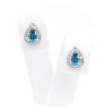 Ασημένια σκουλαρίκια ροζέτες σε σχήμα δάκρυ με γαλάζιες πέτρες