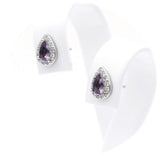 Ασημένια σκουλαρίκια ροζέτες σε σχήμα σταγόνας και μωβ πέτρες