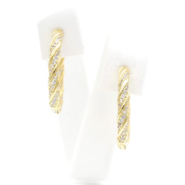 Ασημένια επίχρυσα σκουλαρίκια κρίκοι με λευκές πέτρες