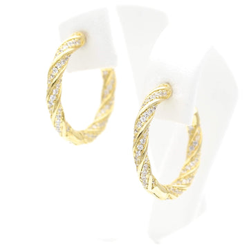 Ασημένια επίχρυσα σκουλαρίκια κρίκοι με λευκές πέτρες