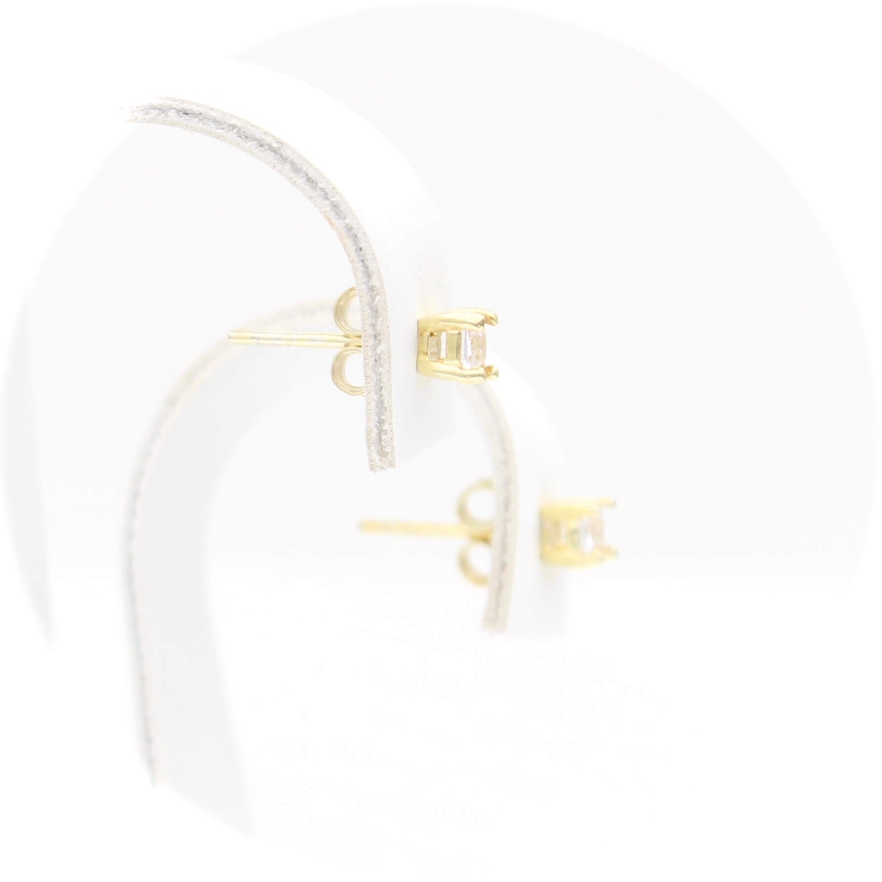 Ασημένια επίχρυσα σκουλαρίκια με καρέ πέτρες ζιργκόν 3.00mm