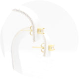 Ασημένια επίχρυσα σκουλαρίκια με καρέ πέτρες ζιργκόν 3.00mm