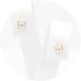 Ασημένια επίχρυσα σκουλαρίκια με καρέ πέτρες ζιργκόν 3.00mm