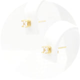 Ασημένια επίχρυσα σκουλαρίκια με καρέ πέτρες ζιργκόν 3.00mm