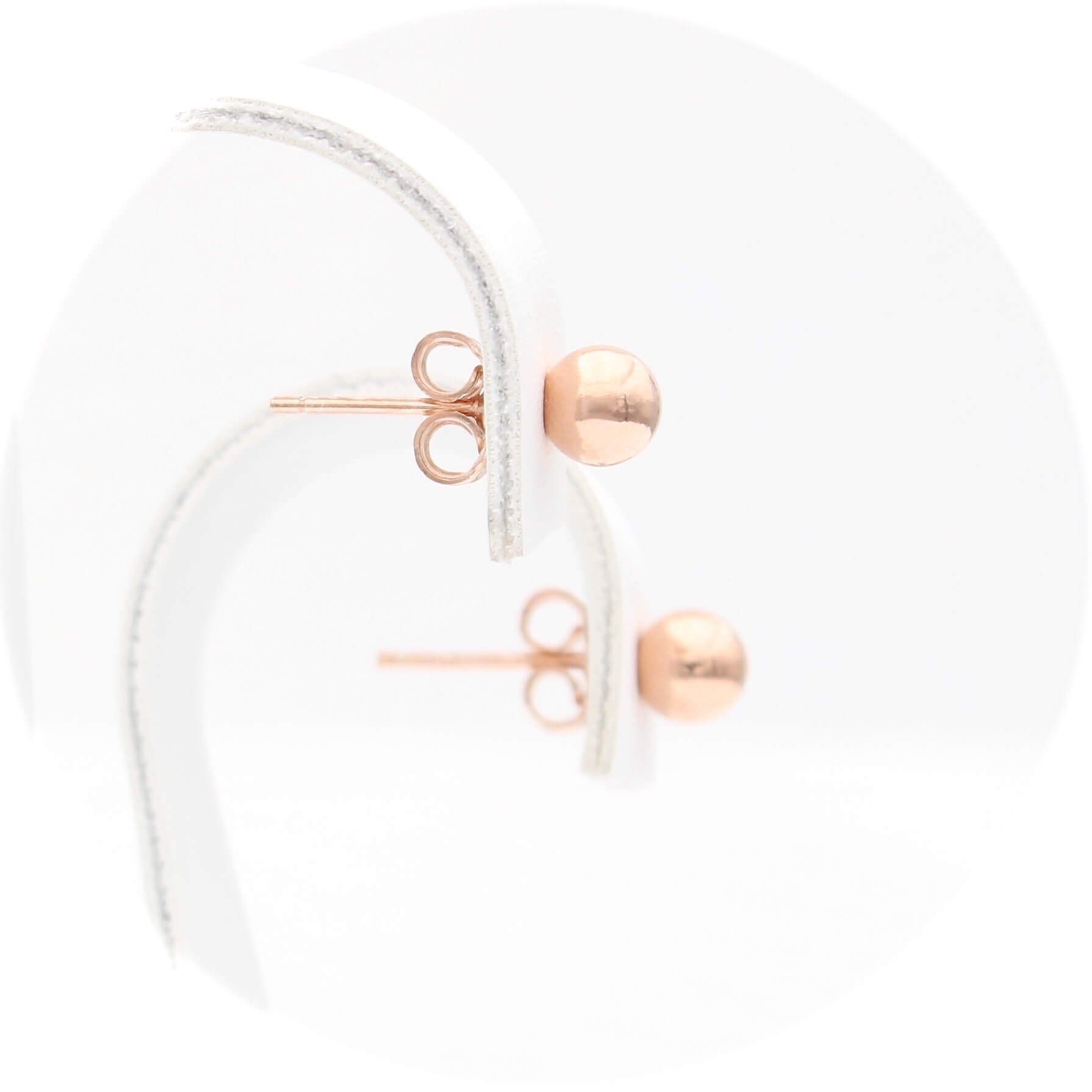 Ασημένια σκουλαρίκια μπίλιες σε ροζ χρυσό χρώμα 5.00mm