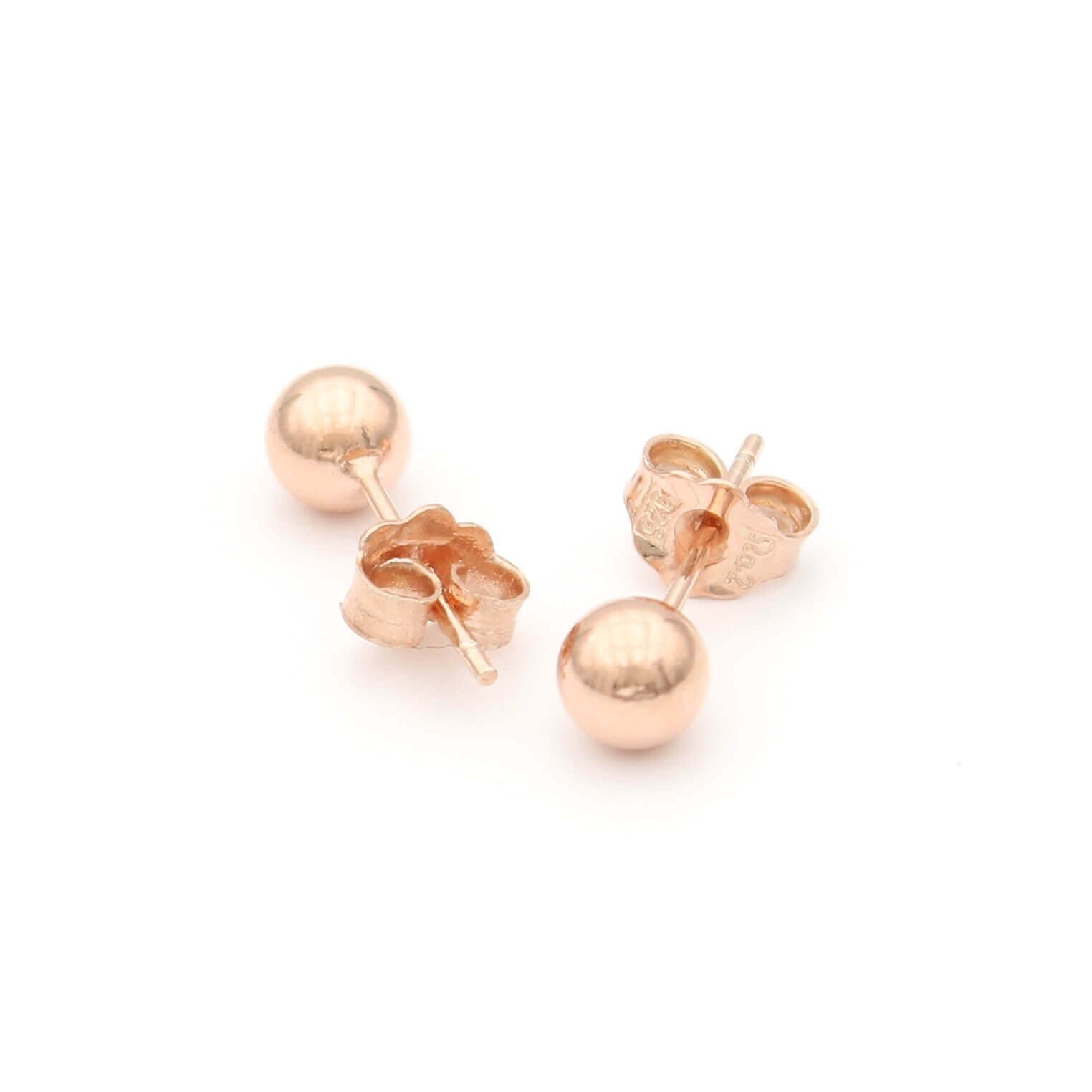 Ασημένια σκουλαρίκια μπίλιες σε ροζ χρυσό χρώμα 5.00mm