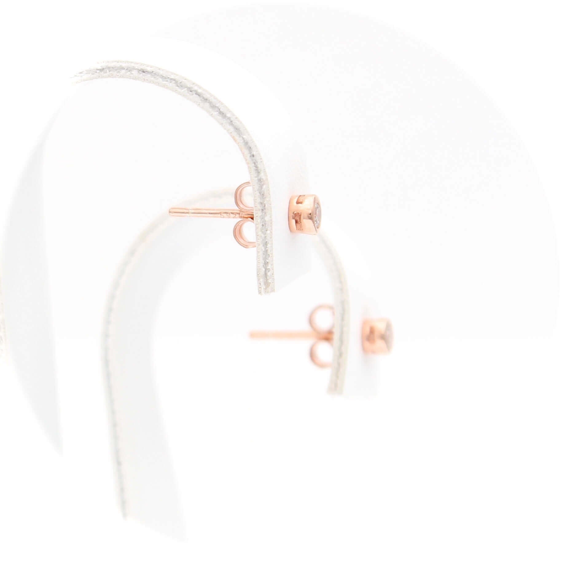 Ασημένια σκουλαρίκια σε ροζ χρυσό χρώμα 3.50mm