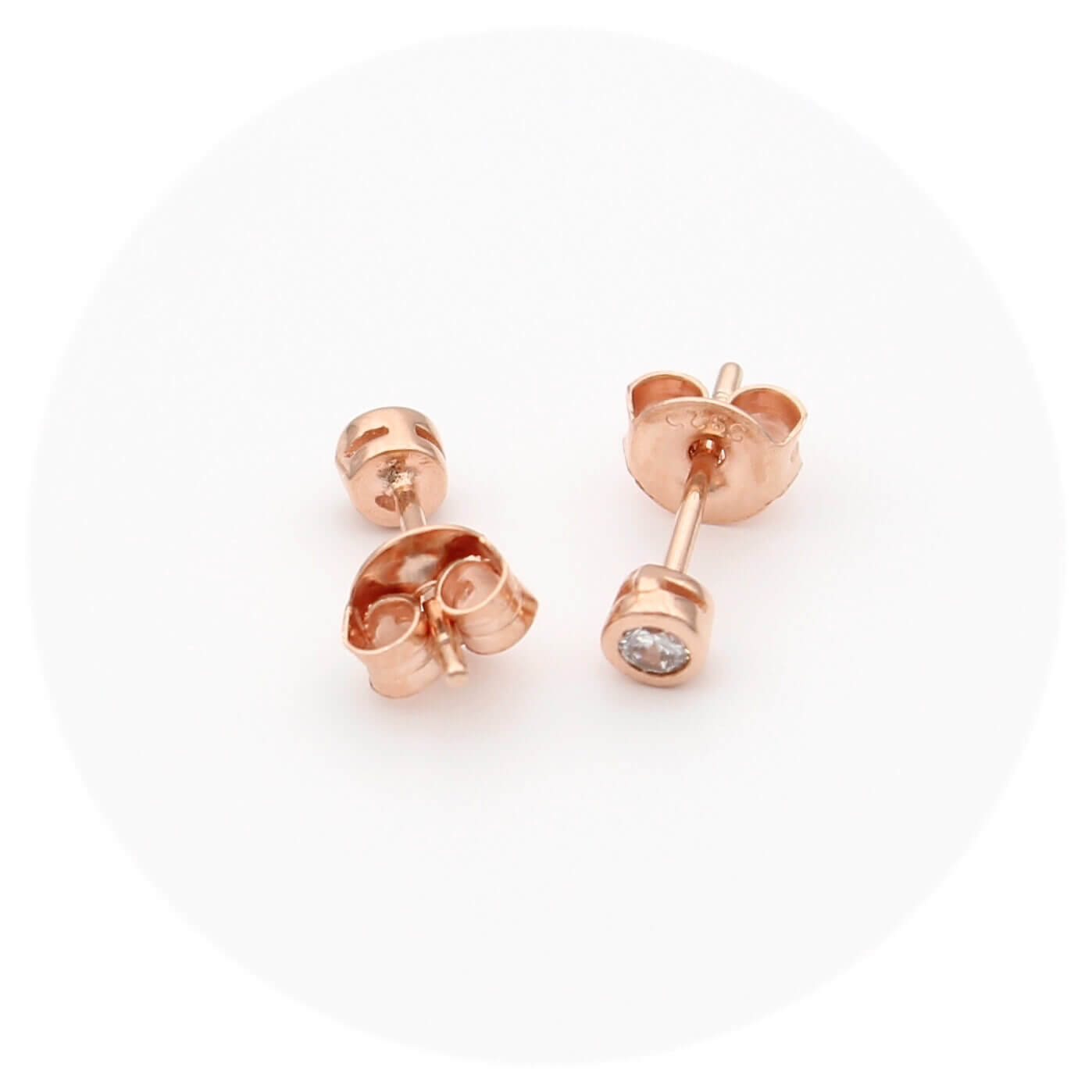 Ασημένια σκουλαρίκια σε ροζ χρυσό χρώμα 3.50mm