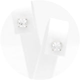 Ασημένια σκουλαρίκια με καρέ πέτρες 4.00mm