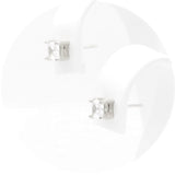 Ασημένια σκουλαρίκια με καρέ πέτρες 4.00mm