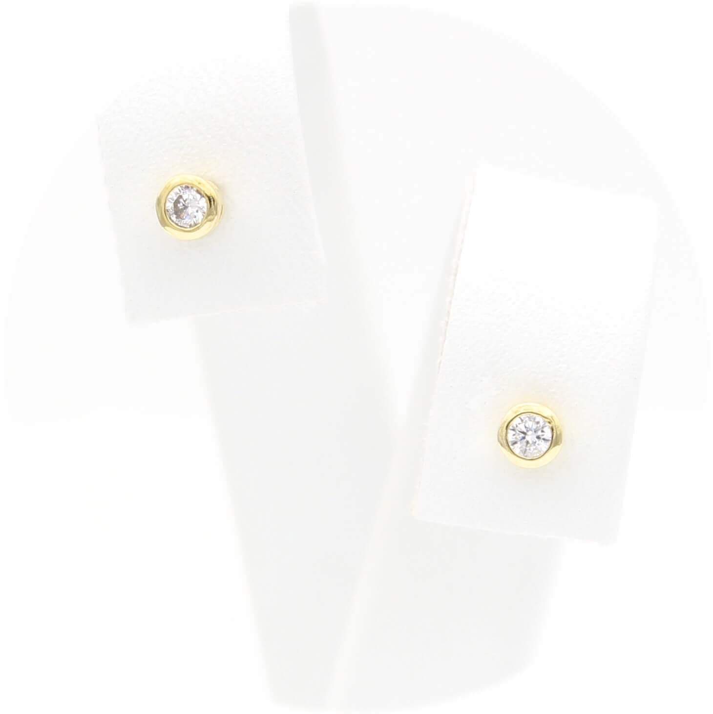 Ασημένια επίχρυσα σκουλαρίκια με λευκές πέτρες 3.30mm