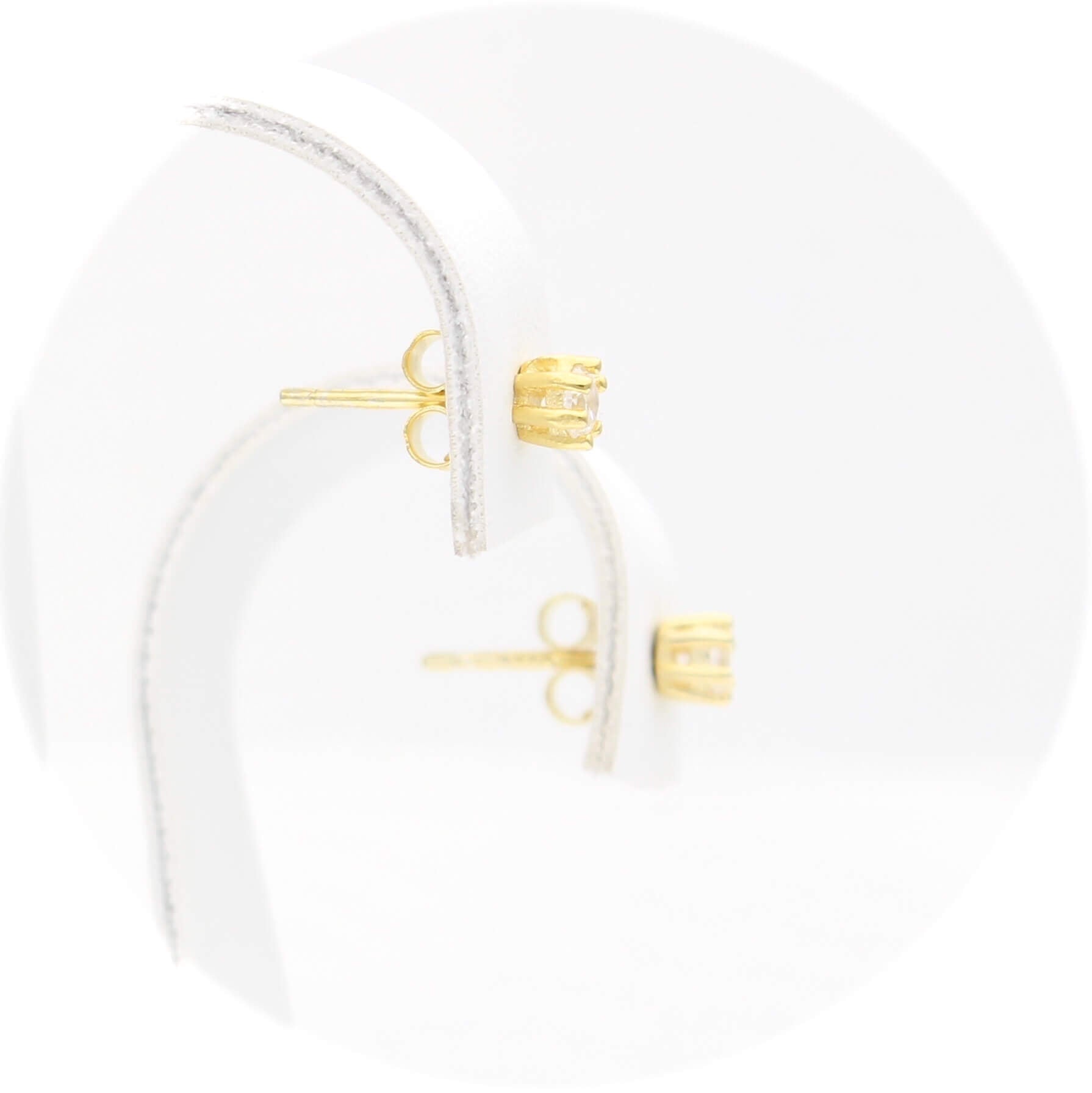 Ασημένια επίχρυσα σκουλαρίκια με πέτρες ζιργκόν 3.00mm