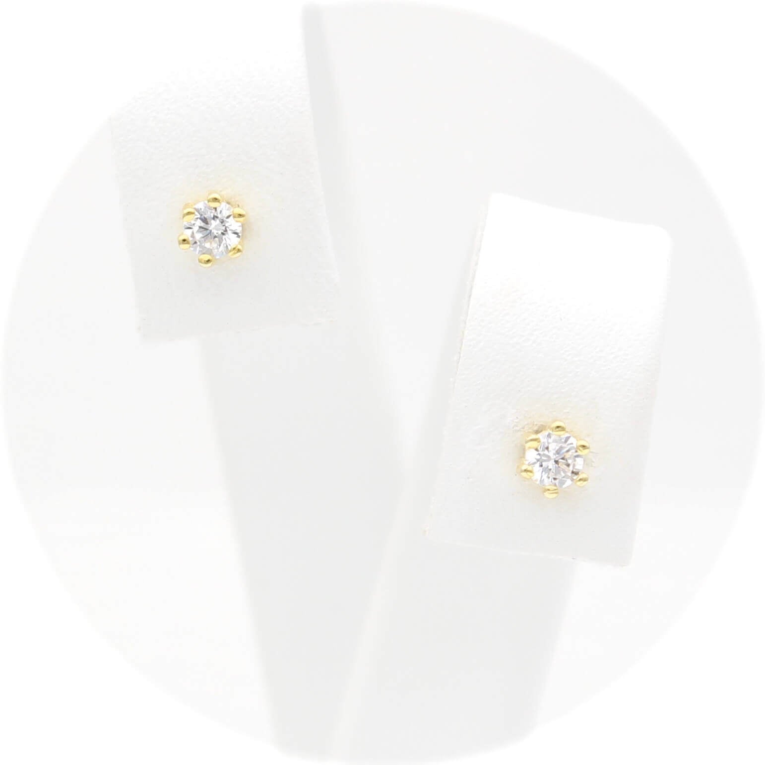 Ασημένια επίχρυσα σκουλαρίκια με πέτρες ζιργκόν 3.00mm