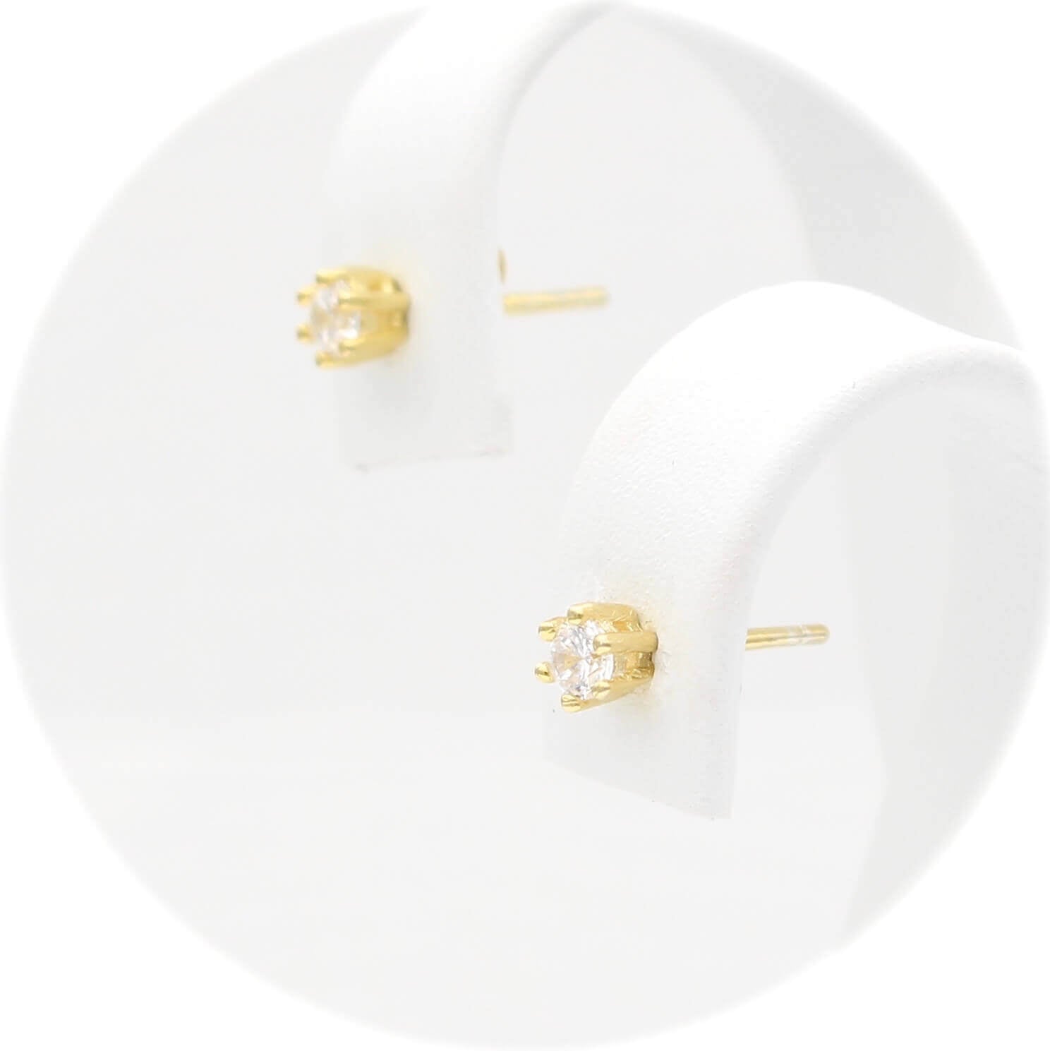 Ασημένια επίχρυσα σκουλαρίκια με πέτρες ζιργκόν 3.00mm