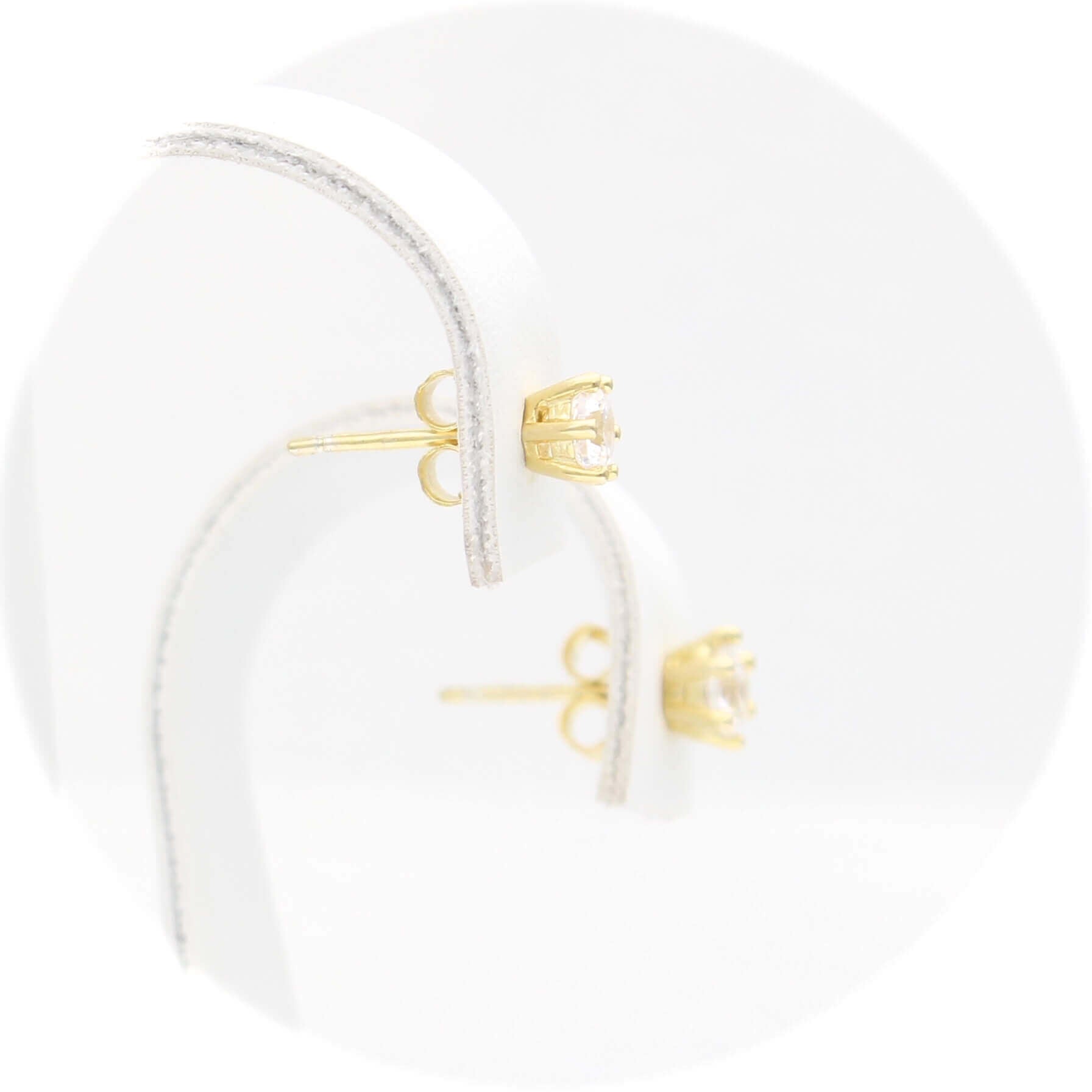 Ασημένια επίχρυσα σκουλαρίκια με πέτρες ζιργκόν 4.00mm