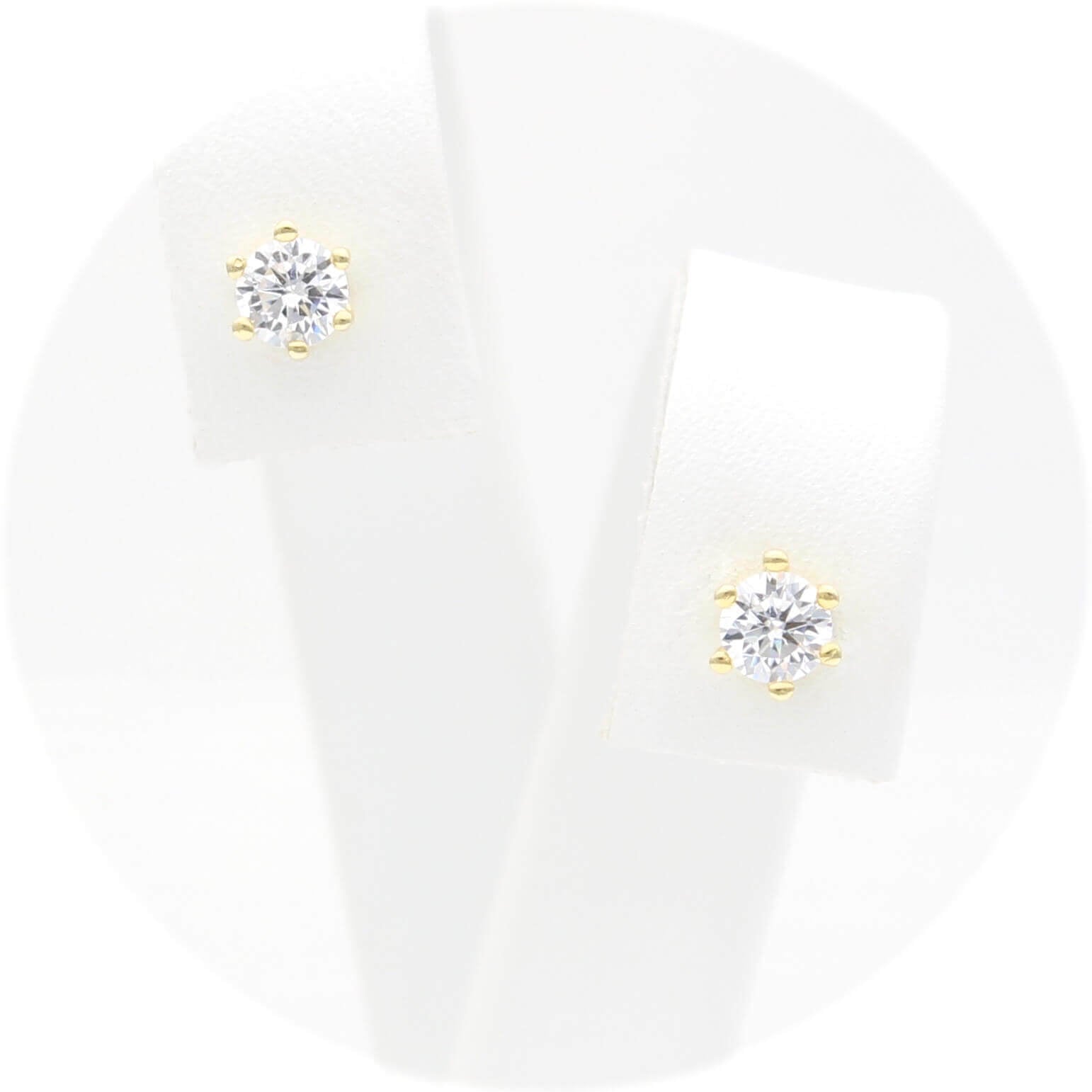 Ασημένια επίχρυσα σκουλαρίκια με πέτρες ζιργκόν 4.00mm