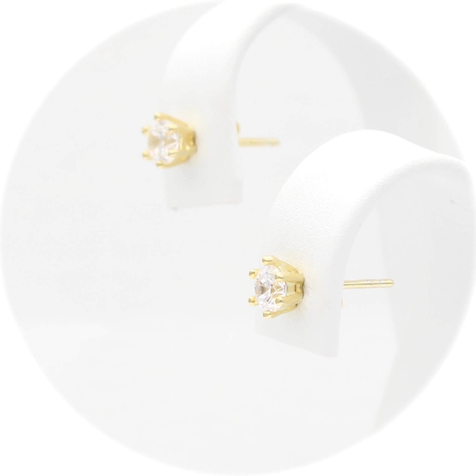 Ασημένια επίχρυσα σκουλαρίκια με πέτρες ζιργκόν 4.00mm