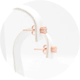 Ασημένια σκουλαρίκια σε ροζ χρυσό χρώμα με πέτρες ζιργκόν 3.00mm