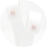 Ασημένια σκουλαρίκια σε ροζ χρυσό χρώμα με πέτρες ζιργκόν 3.00mm