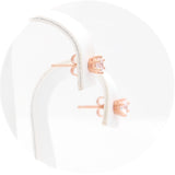 Ασημένια σκουλαρίκια σε ροζ χρυσό χρώμα με πέτρες ζιργκόν 4.00mm