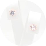 Ασημένια σκουλαρίκια σε ροζ χρυσό χρώμα με πέτρες ζιργκόν 4.00mm