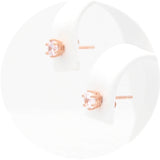 Ασημένια σκουλαρίκια σε ροζ χρυσό χρώμα με πέτρες ζιργκόν 4.00mm