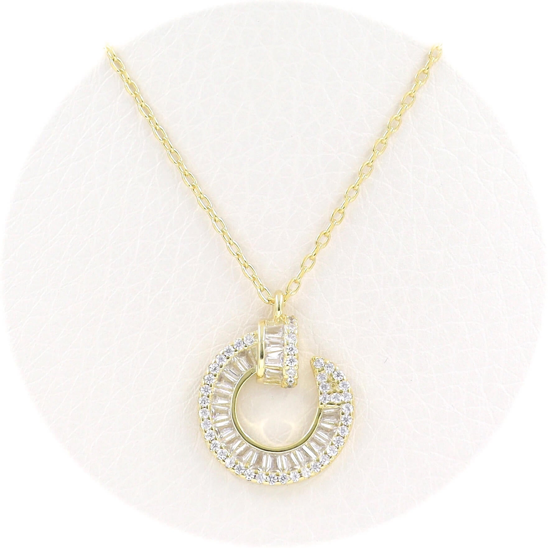 Ασημένιο κολιέ με σχέδιο καρφί από λευκές πέτρες ζιργκόν