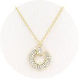 Ασημένιο κολιέ με σχέδιο καρφί από λευκές πέτρες ζιργκόν