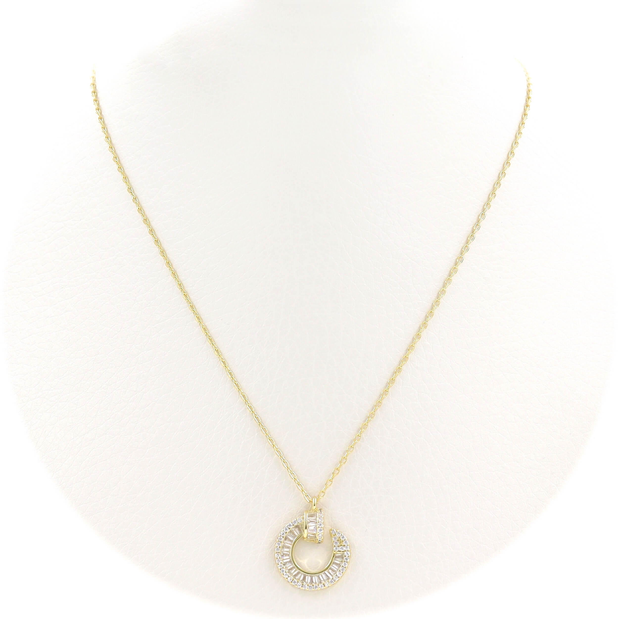 Ασημένιο κολιέ με σχέδιο καρφί από λευκές πέτρες ζιργκόν