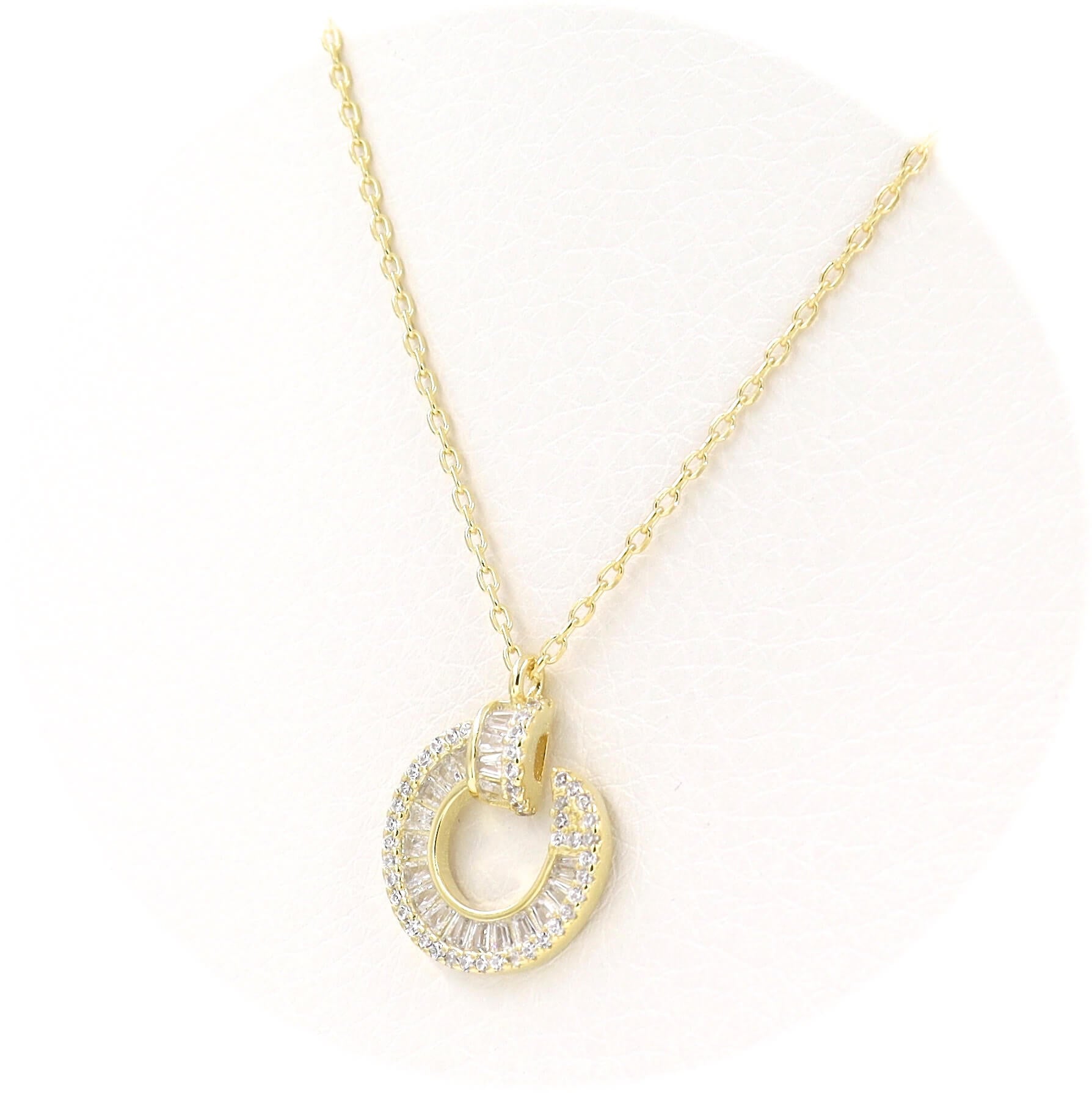 Ασημένιο κολιέ με σχέδιο καρφί από λευκές πέτρες ζιργκόν