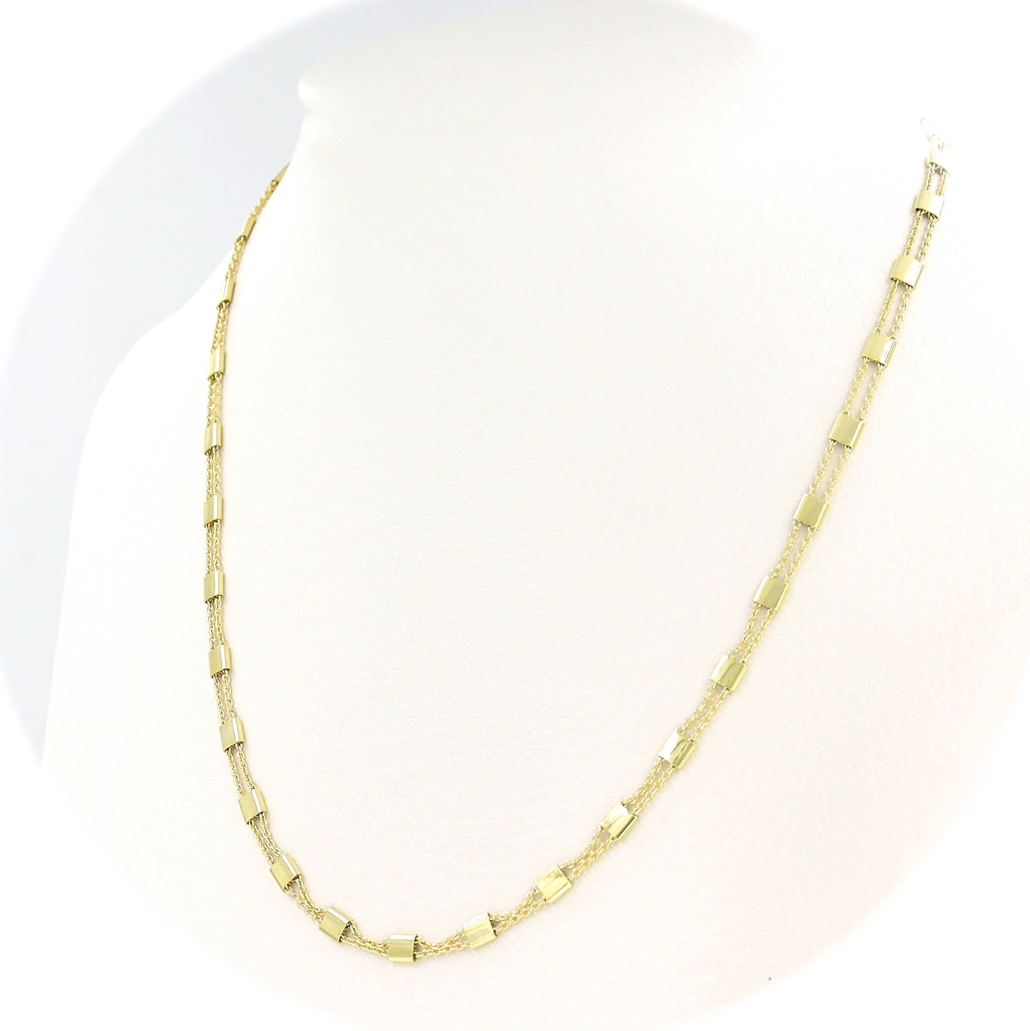 Ασημένιο επιχρυσωμένο κολιέ με διπλή αλυσίδα