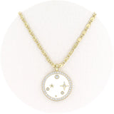 Ασημένιο επιχρυσωμένο κολιέ με λευκό σμάλτο