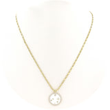 Ασημένιο επιχρυσωμένο κολιέ με λευκό σμάλτο