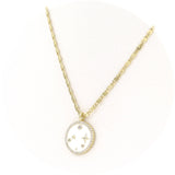 Ασημένιο επιχρυσωμένο κολιέ με λευκό σμάλτο