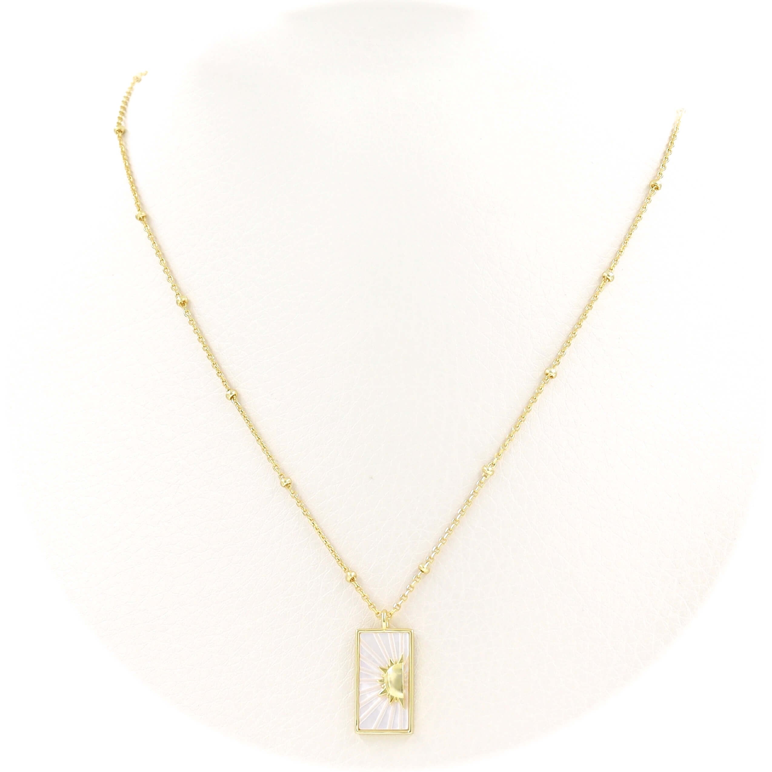 Ασημένιο επιχρυσωμένο κολιέ 925 με λευκή φίλντισι