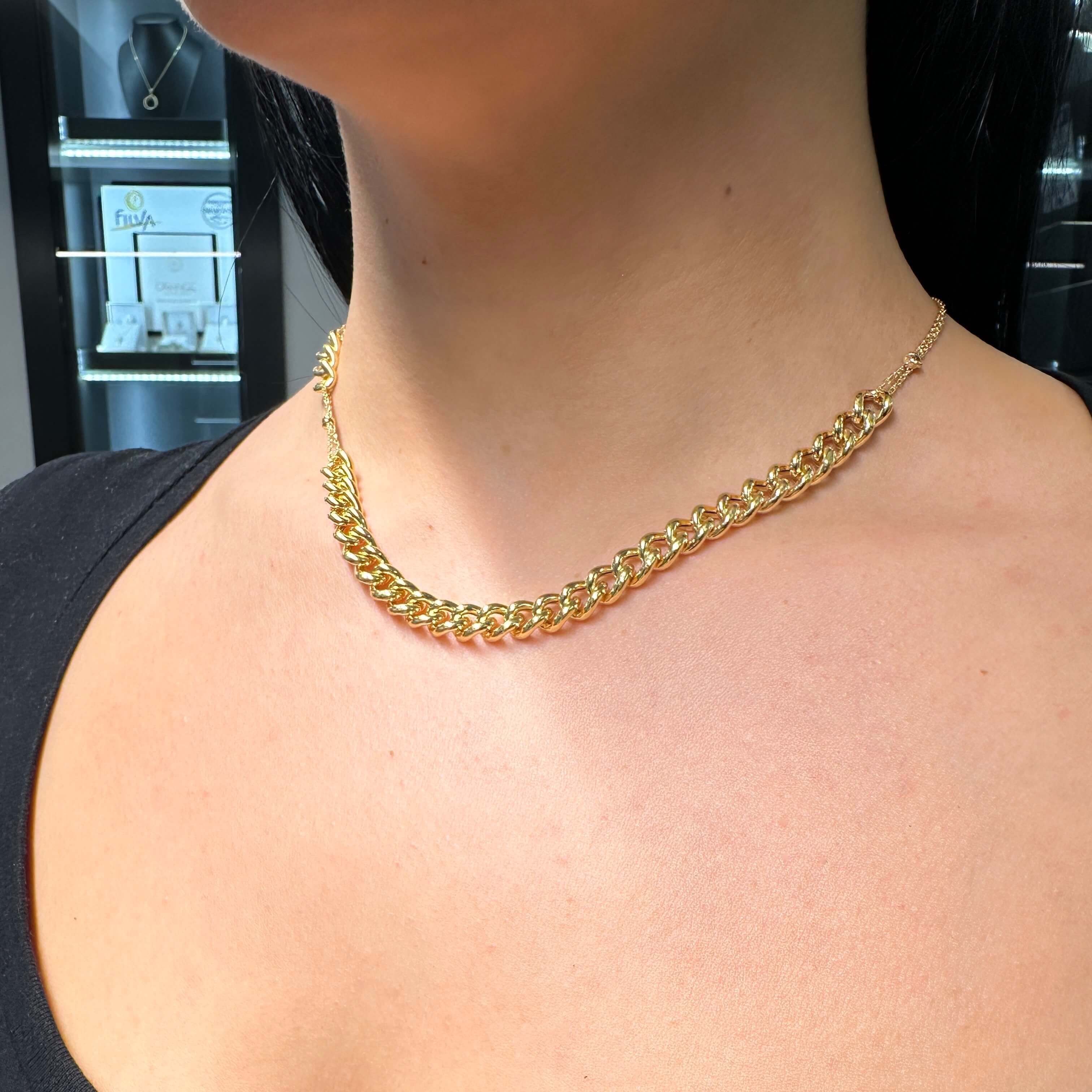 Ασημένιο επιχρυσωμένο κολιέ 925 Vogue με σχέδιο κουρμέτ