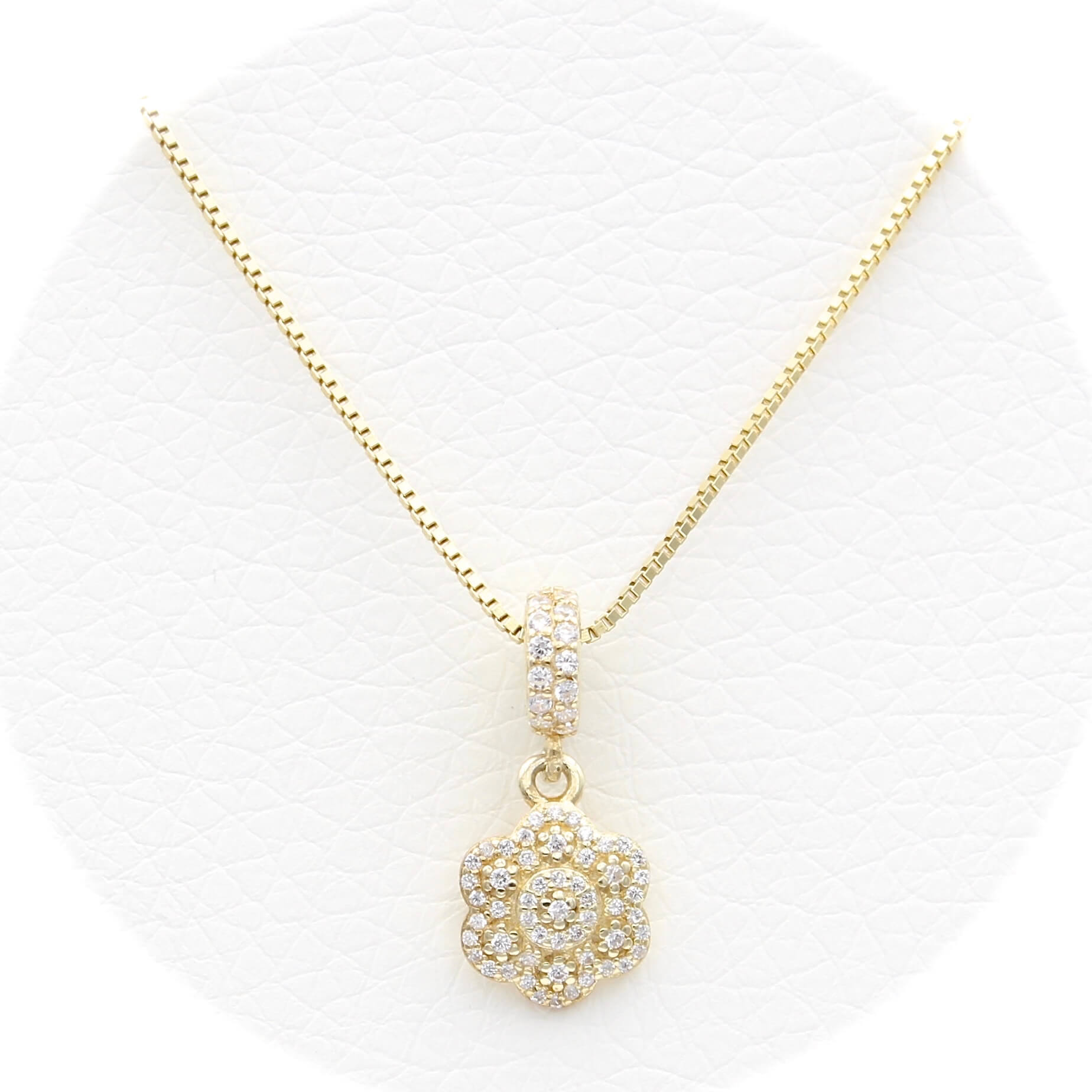 Επίχρυσο ασημένιο κολιέ με λευκά ζιργκόν