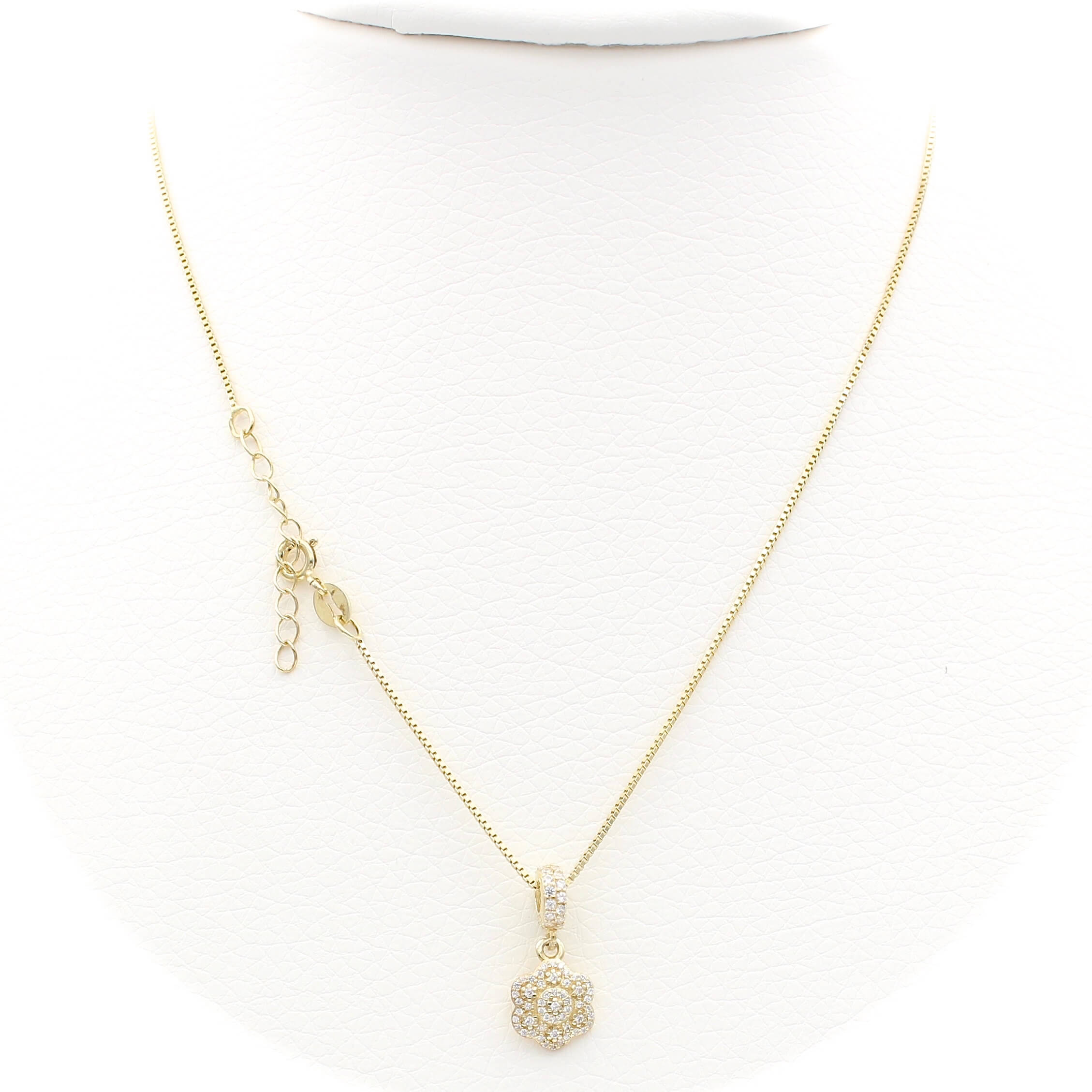 Επίχρυσο ασημένιο κολιέ με λευκά ζιργκόν