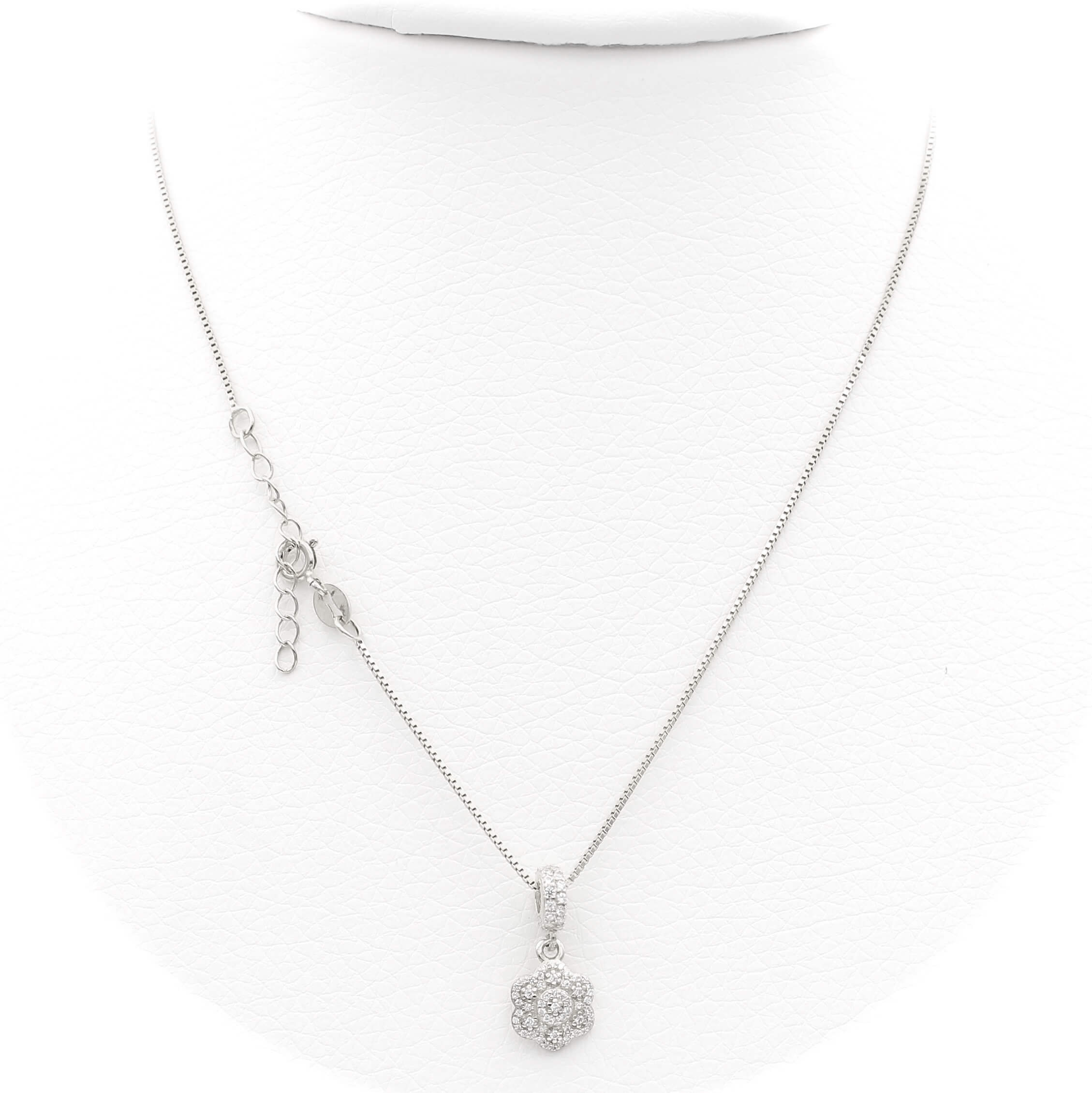 Επιπλατινωμένο ασημένιο κολιέ με λευκά ζιργκόν