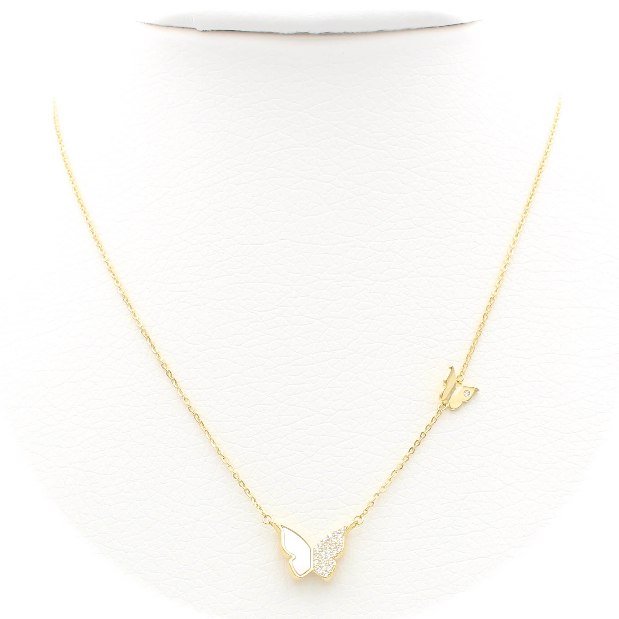 Ασημένιο κολιέ με μοτίφ πεταλούδα από ζιργκόν και φίλντισι