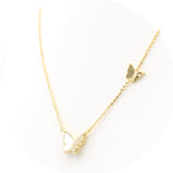 Ασημένιο κολιέ με μοτίφ πεταλούδα από ζιργκόν και φίλντισι