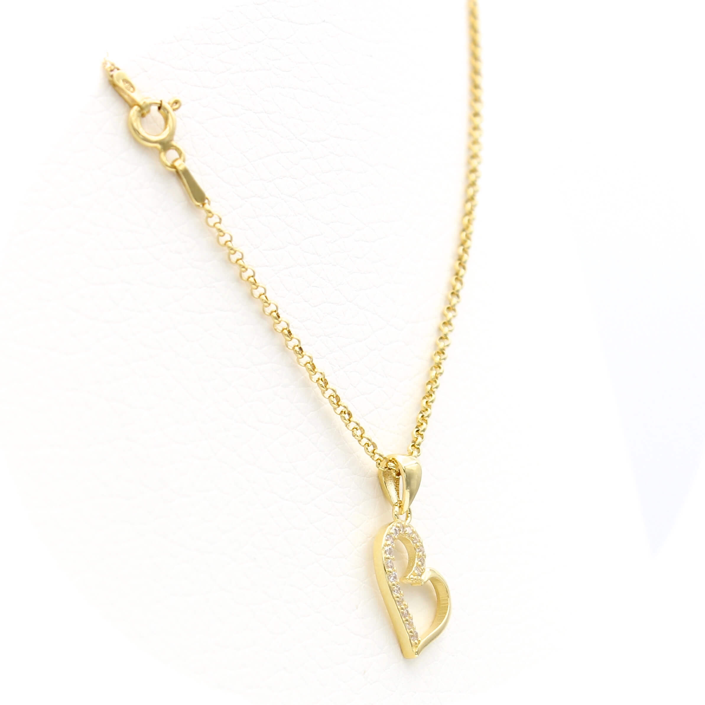 Ασημένιο επίχρυσο γυναικείο κολιέ με μοτίφ καρδία